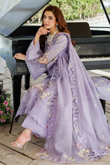 ELAF - 3PC LAWN LASEROWKR EMBROIDERED SHIRT WITH KHADDI NET EMBROIDERED DUPATTA AND TROUSER - HZG2850