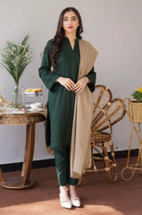 AISLING - 3PC DHANAK SHIRT WITH  WOOL SHAWL AND TROUSER - HZG1342