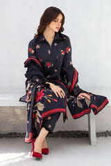 BAROQUE - 3PC KHADDAR PRINTED SHIRT WITH KHADDAR PRINTED DUAPTTA AND TROUSER - HZG1371