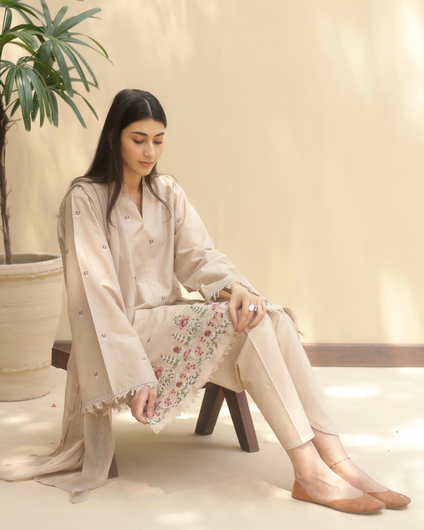 DYOT - 3PC LAWN EMBROIDERED SHIRT WITH CHIFFON DUPATTA  AND TROUSER - HZG2217