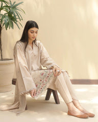 DYOT - 3PC LAWN EMBROIDERED SHIRT WITH CHIFFON DUPATTA  AND TROUSER - HZG3007