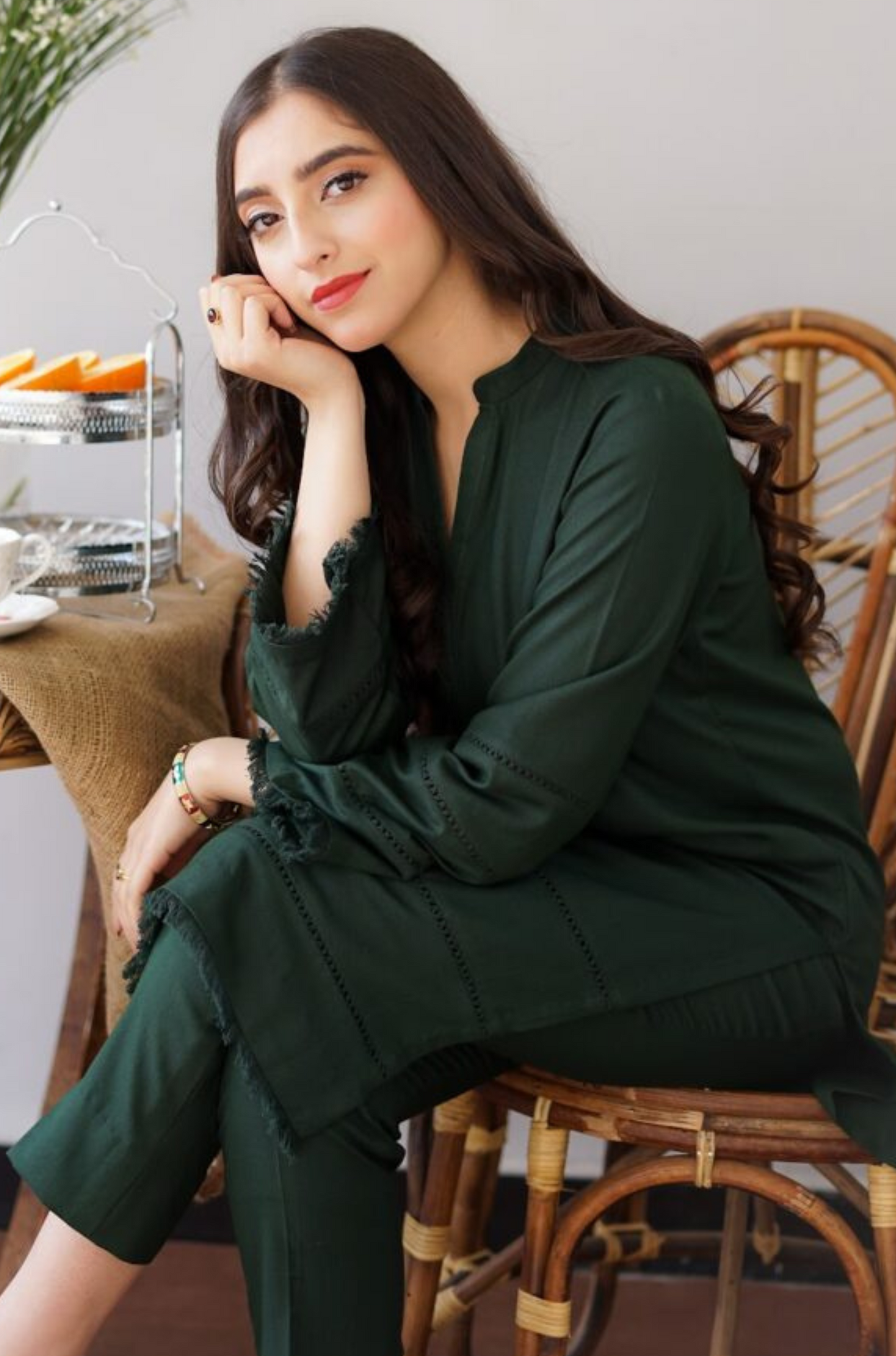 AISLING - 3PC DHANAK SHIRT WITH  WOOL SHAWL AND TROUSER - HZG1342