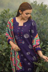 CHARIZMA - 3PC KARANDI PRINTED SHIRT WITH PRINTED DUPATTA AND TROUSER - HZG1858