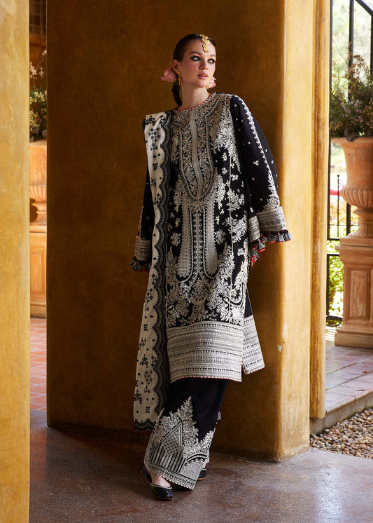 HUSSAIN REHAR - 3PC DHANAK EMBROIDERED SHIRT WITH COTTON NET EMBROIDERED DUPATTA AND TROUSER - HZG2369