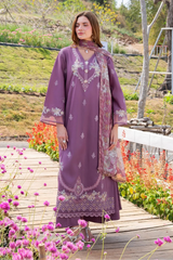 GARNET - 3PC LAWN EMBROIDERED SHIRT WITH CHIFFON PRINTED DUPATTA AND TROUSER - HZG2954