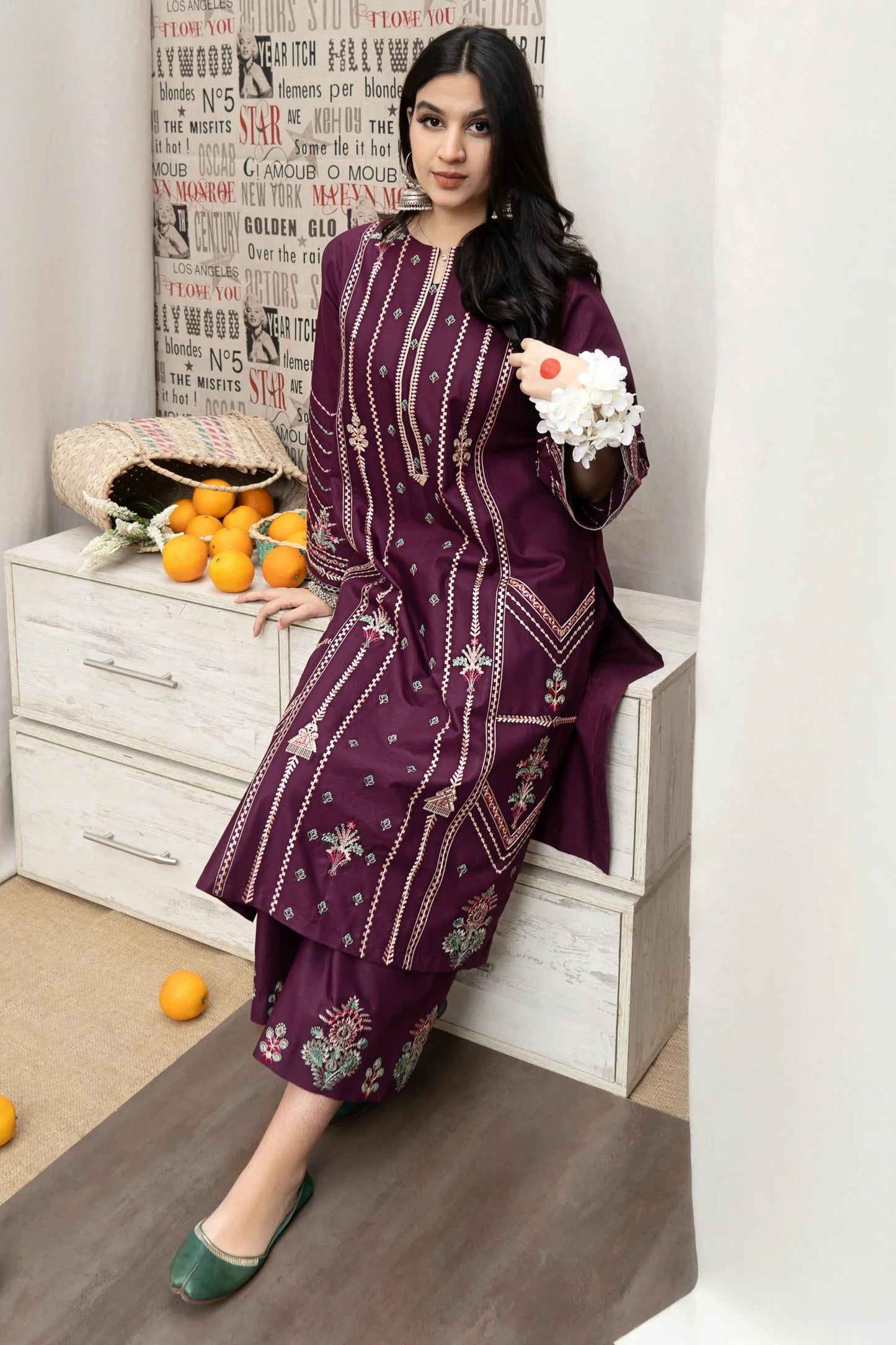 URGE - 3PC LAWN EMBROIDERED SHIRT WITH MANNAR PRINTED DUPATTA AND EMBROIDERED TROUSER - HZG1598