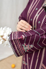 URGE - 3PC LAWN EMBROIDERED SHIRT WITH MANNAR PRINTED DUPATTA AND EMBROIDERED TROUSER - HZG1598