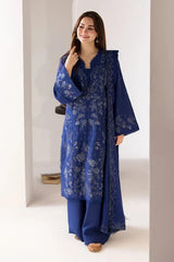 SOBIA NAZIR - 3PC DHANAK EMBROIDERED SHIRT WITH DHANAK EMBROIDERED SHAWL AND TROUSER - HZG2028