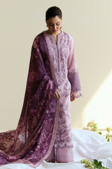 ZARA SHAH JAHAN - DHANAK EMBROIDERED SHIRT WITH TWILL PRINTED SHAWL AND TROUSER - HZG2284