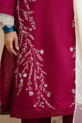 ZARA SHAH JAHAN - 3PC DHANAK EMBROIDERED SHIRT WITH DHANAK EMBROIDERED SHAWL AND TROUSER - HZG2317