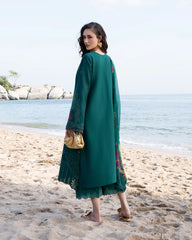 FIONA - 3PC LAWN CHIKANKAARI EMBROIDERED SHIRT WITH CHIFFON PRINTED DUPATTA AND TROUSER - HZG2990