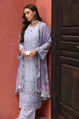 NUREH - 3PC CHIKANKARI LAWN EMBROIDERED SHIRT WITH CHIFFON PRINTED DUPATTA AND TROUSER - HZG2681