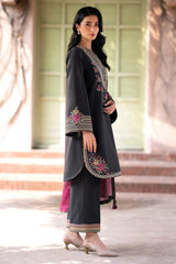 JAZMIN - 3PC KHADDAR EMBROIDERED SHIRT WITH PRINTED TWILL SHAWL AND TROUSER - HZG1797