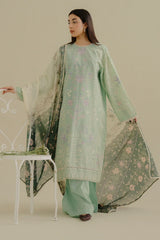 ZARA SHAH JAHAN - 3PC LAWN EMBROIDERED SHIRT WITH CHIFFON PRINTED DUPATTA AND TROUSER - HZG2282