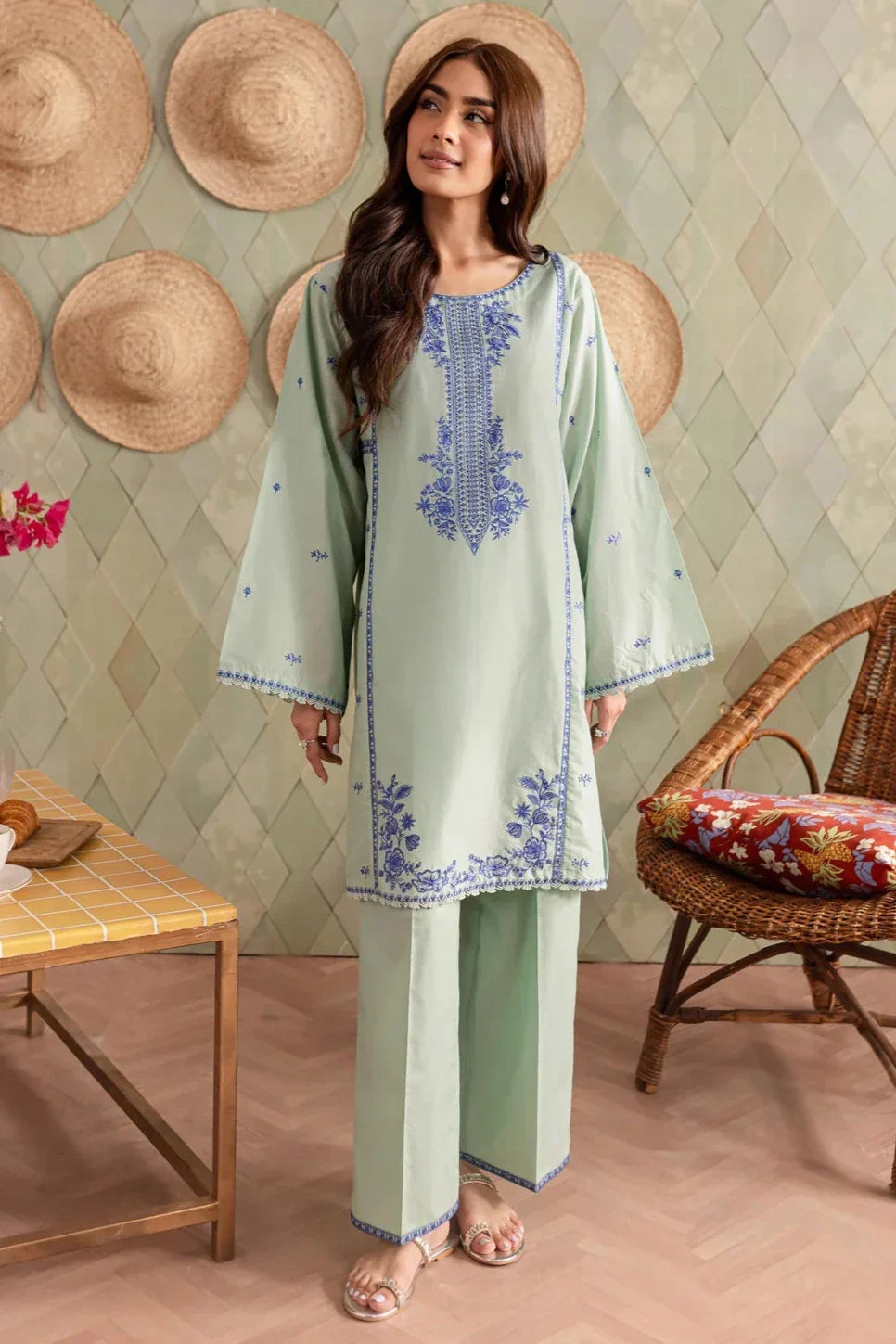 BATIK - 2PC DHANAK EMBROIDERED SHIRT WITH DHANAK TROUSER - HZG1841