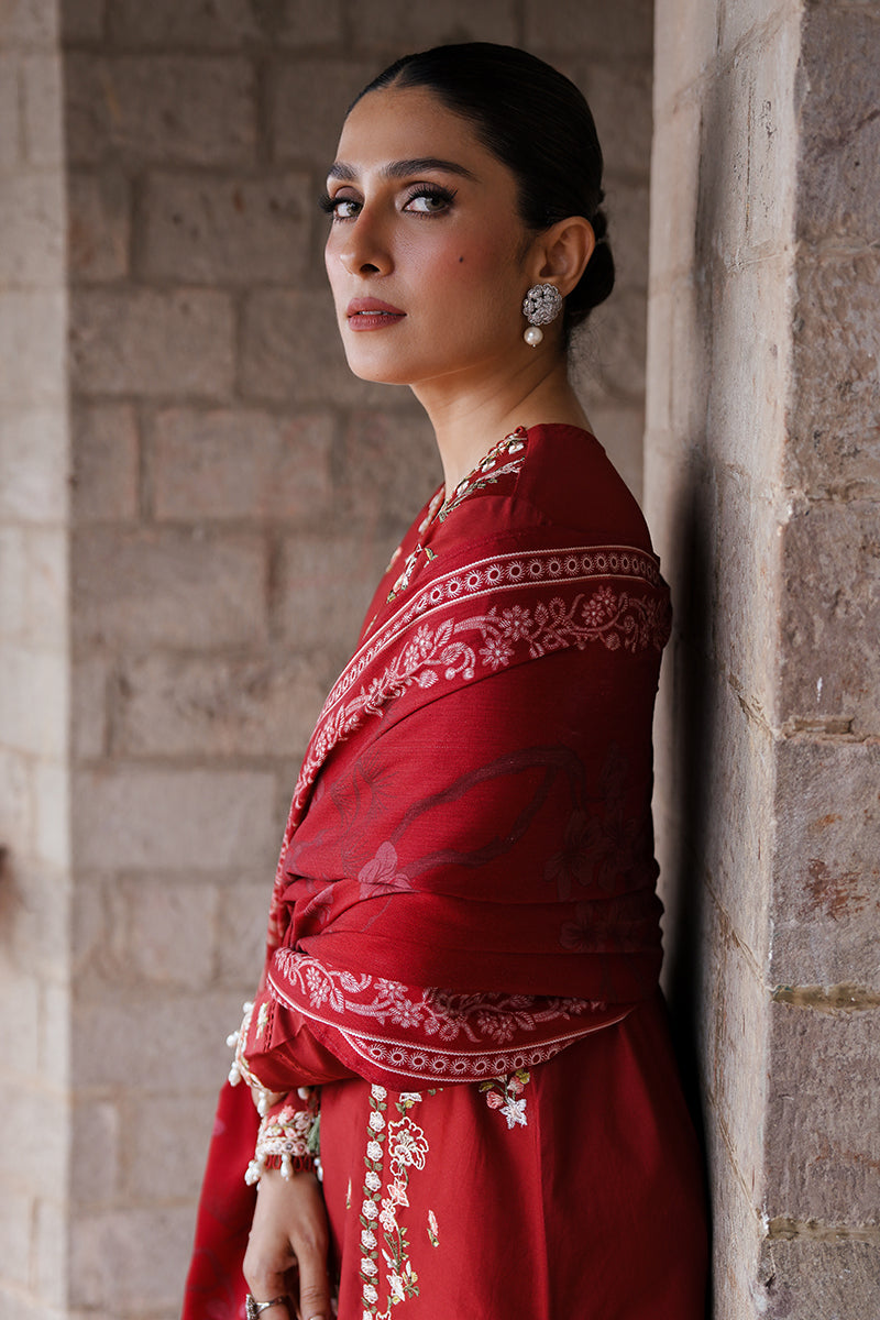 CROSS STITCH - 3PC DHANAK EMBROIDERED SHIRT WITH TWILL PRINTED SHAWL AND TROUSER - HZG1929