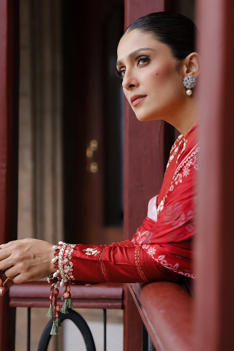 CROSS STITCH - 3PC DHANAK EMBROIDERED SHIRT WITH TWILL PRINTED SHAWL AND TROUSER - HZG1929