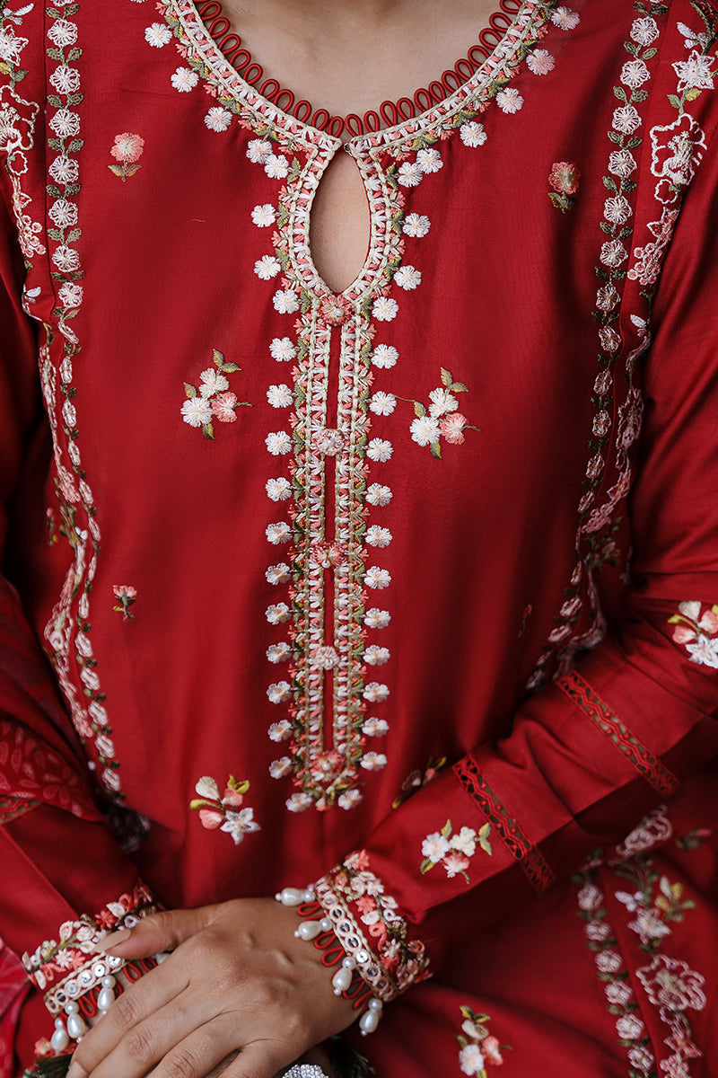 CROSS STITCH - 3PC DHANAK EMBROIDERED SHIRT WITH TWILL PRINTED SHAWL AND TROUSER - HZG1929