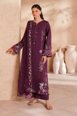 IZNIK - 3PC LAWN EMBROIDERED SHIRT WITH KHADDI NET EMBROIDERED DUPATTA AND TROUSER - HZG2804