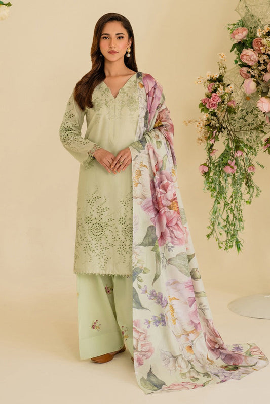 IZNIK - 3PC LAWN EMBROIDERED SHIRT WITH MANAAR PRINTED DUPATTA AND TROUSER - HZG2248