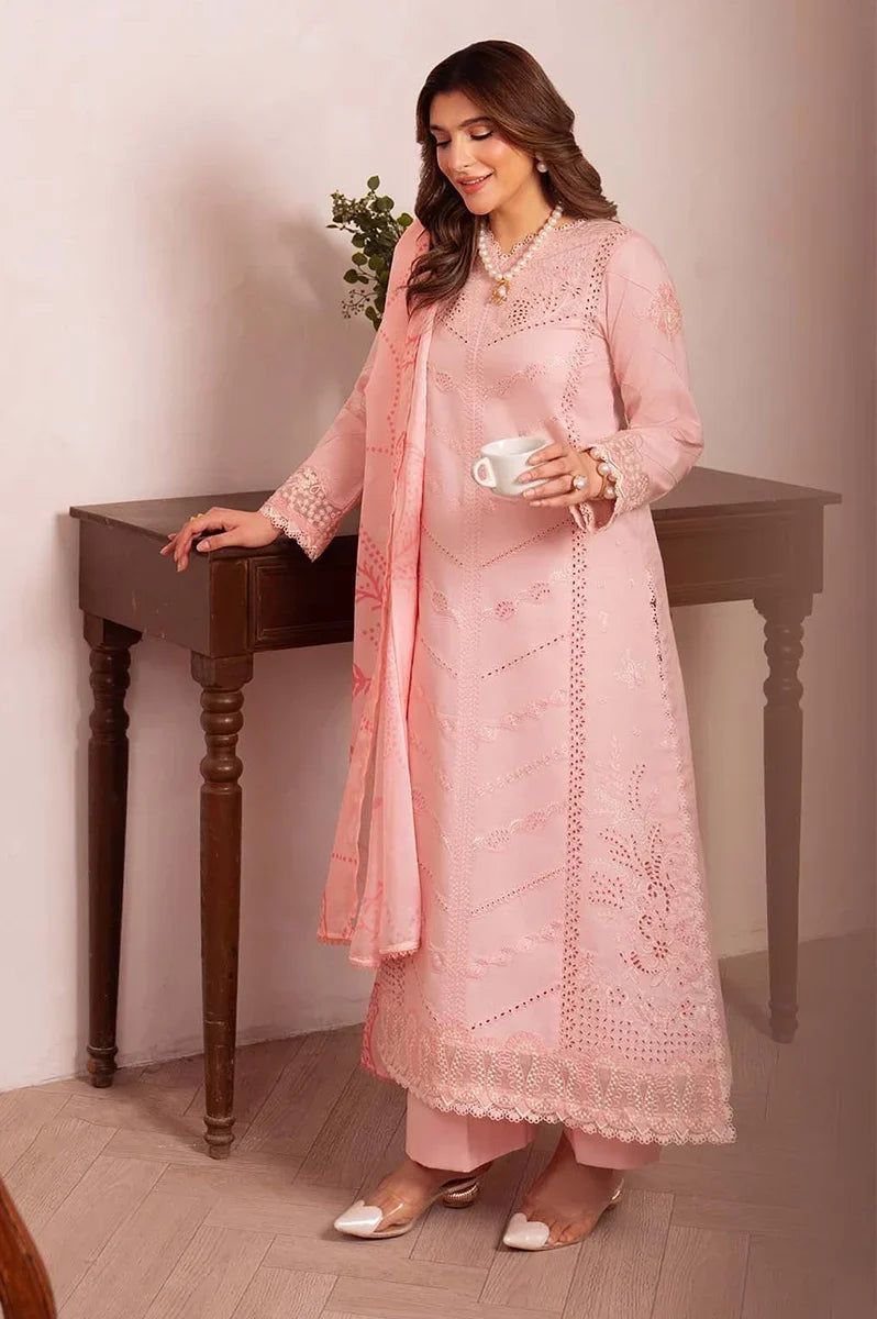 NEESHAY - 3PC LAWN EMBROIDERED SHIRT WITH MANAAR PRINTED DUPATTA AND TROUSER - HZG3085