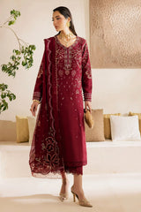 NUREH - 3PC LAWN EMBROIDERED SHIRT WITH CHIFFON EMBROIDERED DUPATTA AND TROUSER - HZG2617