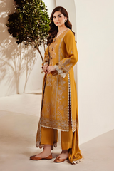 FLORENT - 3PC DHANAK EMBROIDERED SHIRT WITH DHANAK EMBROIDERED SHAWL AND TROUSER - HZG2454