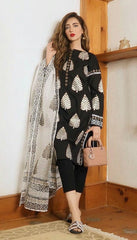 MARIA B - 3PC LAWN HEAVY EMBROIDERED SHIRT WITH ORGANZA PRINT DUPATTA - HZG1094
