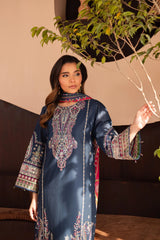 BATIK - 3PC DHANAK EMBROIDERED SHIRT WITH TWILL PRINTED SHAWL AND TROUSER - HZG2417