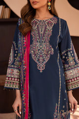 BATIK - 3PC DHANAK EMBROIDERED SHIRT WITH TWILL PRINTED SHAWL AND TROUSER - HZG2417