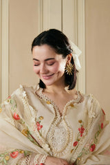 MARYAM HUSSAIN - 3PC LAWN EMBROIDERED SHIRT WITH KHADDI NET EMBROIDERED DUPATTA AND TROUSER - HZG3026