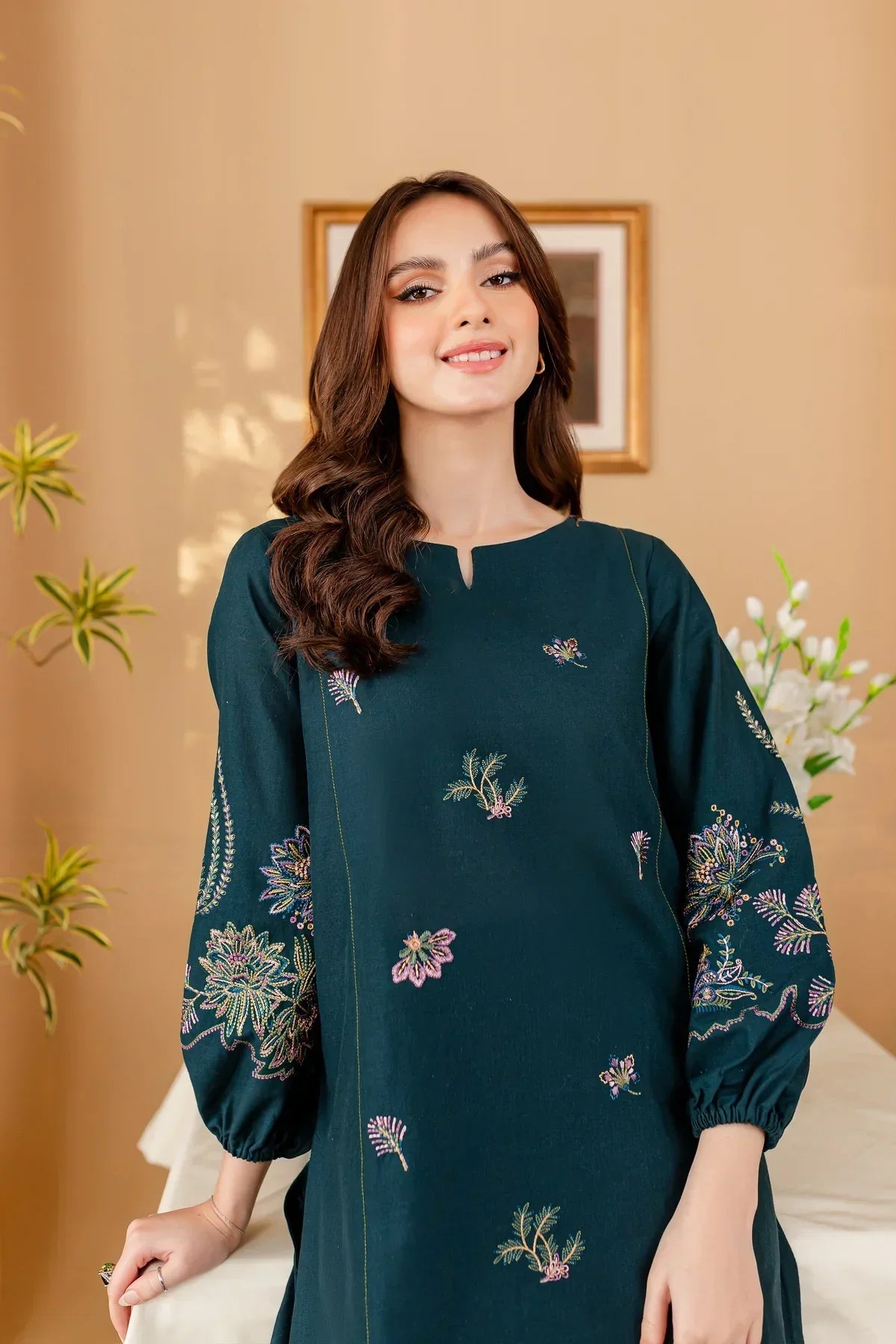 BATIK - 2PC DHANAK EMBROIDERED SHIRT WITH DHANAK EMBROIDERED TROUSER - HZG2320