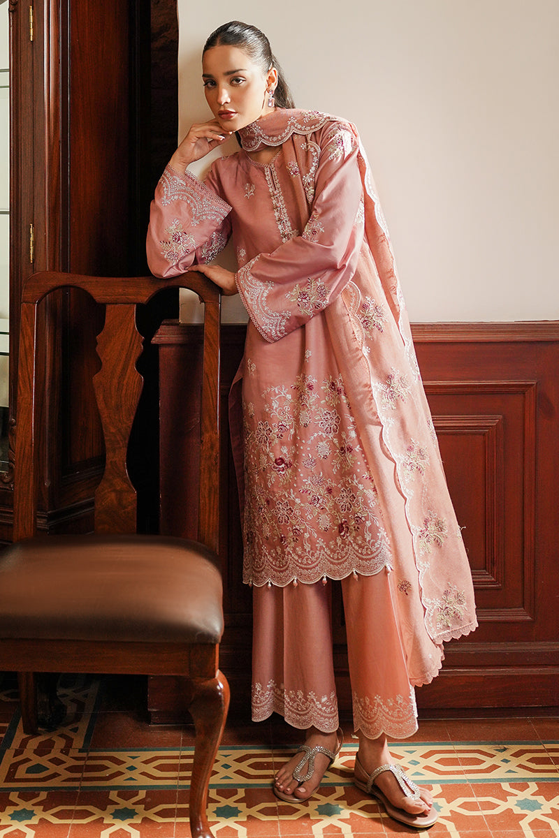 CROSS STITCH - 3PC DHANAK EMBROIDERED SHIRT WITH DHANAK EMBROIDERED SHAWL AND TROUSER - HZG2347