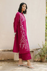 ZARA SHAH JAHAN - 3PC DHANAK EMBROIDERED SHIRT WITH DHANAK EMBROIDERED SHAWL AND TROUSER - HZG2317