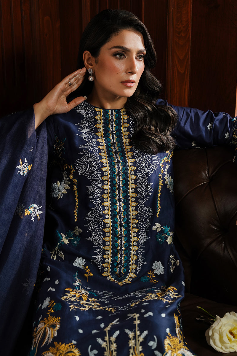 CROSS STITCH - 3PC DHANAK EMBROIDERED SHIRT WITH DHANAK EMBROIDERED SHAWL AND TROUSER - HZG1913