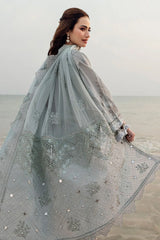 NUREH - 3PC LAWN LASERWORK EMBROIDERED SHIRT WITH KHADDI NET EMBROIDERED DUPATTA AND TROUSER - HZG2816