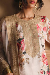 BAROQUE - 3PC SHAMOZE SILK PRINTED EMBROIDERED SHIRT WITH SILK PRINTED EMBROIDERED DUPATTA AND TROUSER - HZU2567
