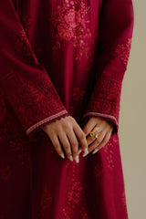 ZARA SHAH JAHAN - 3PC DHANAK EMBROIDERED SHIRT WITH TWILL PRINTED SHAWL AND TROUSER - HZG2266