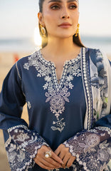 SERAN - 3PC LAWN EMBROIDERED SHIRT WITH CHIFFON PRINTED DUPATTA AND TROUSER - HZG2847