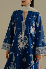 ZARA SHAH JAHAN - 3PC DHANAK EMBROIDERED SHIRT WITH TWILL PRINTED SHAWL AND TROUSER - HZG2342