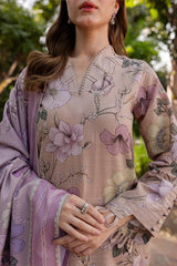 BAROQUE - 3PC KHADDAR PRINTED SHIRT WITH KHADDAR PRINTED DUPATTA AND TROUSER - HZU2554