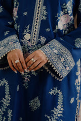 ZARA SHAH JAHAN - 3PC DHANAK EMBROIDERED SHIRT WITH TWILL PRINTED SHAWL AND TROUSER - HZG2342