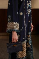 ZAHA - 3PC DHANAK EMBROIDERED SHIRT WITH DHANAK EMBROIDERED SHAWL AND TROUSER - HZU2464