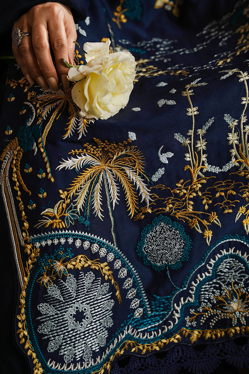 CROSS STITCH - 3PC DHANAK EMBROIDERED SHIRT WITH DHANAK EMBROIDERED SHAWL AND TROUSER - HZG1913