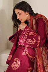 JAZMIN - 3PC LAWN EMBROIDERED SHIRT WITH MANAAR PRINTED DUPATTA AND TROUSER - HZG2942