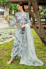 BAROQUE - 3PC LAWN PRINTED SHIRT WITH ORGANZA EMBROIDERED DUPATTA AND TROUSER - HZG2926