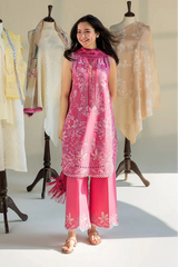 SOBIA NAZIR - 3PC LAWN EMBROIDERED SHIRT WITH CHIFFON PRINTED DUPATTA AND TROUSER - HZG2784
