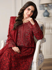 MOHAGNI - 3PC LAWN PRINTED SHIRT WITH ORGANZA EMBROIDERED DUPATTA AND TROUSER - HZG2913