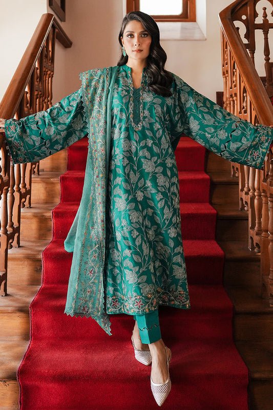 CROSS STITCH - 3PC DHANAK EMBROIDERED SHIRT DHANAK EMBROIDERED DUPATTA AND TROUSER - HZG2345