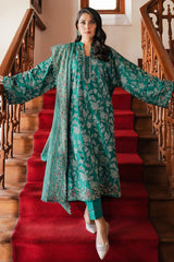 CROSS STITCH - 3PC DHANAK EMBROIDERED SHIRT DHANAK EMBROIDERED DUPATTA AND TROUSER - HZG2345